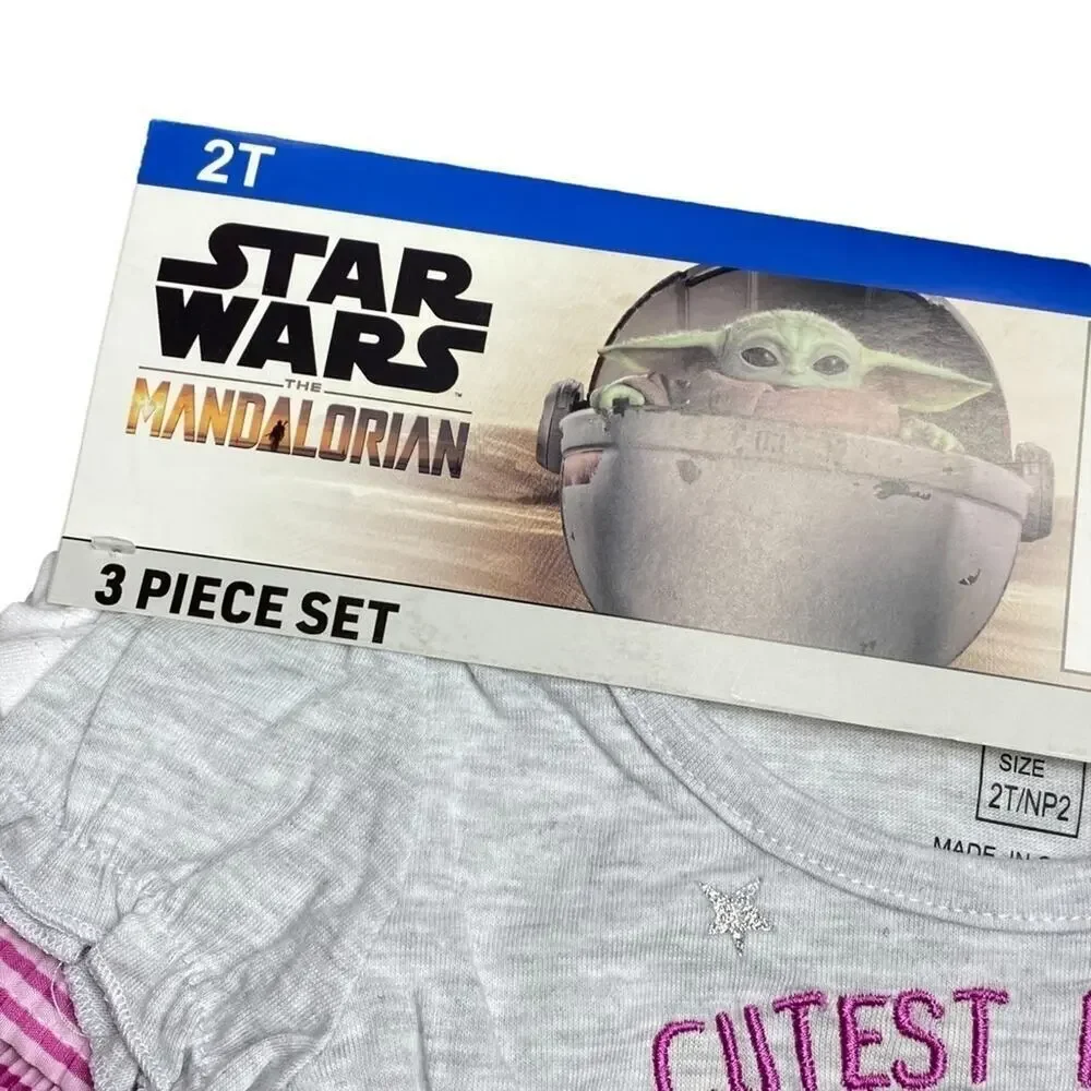 Disney Star Wars Baby Yoda Girls Skirt Set 2T NWT Grogu Pink Gray Mandalorian
